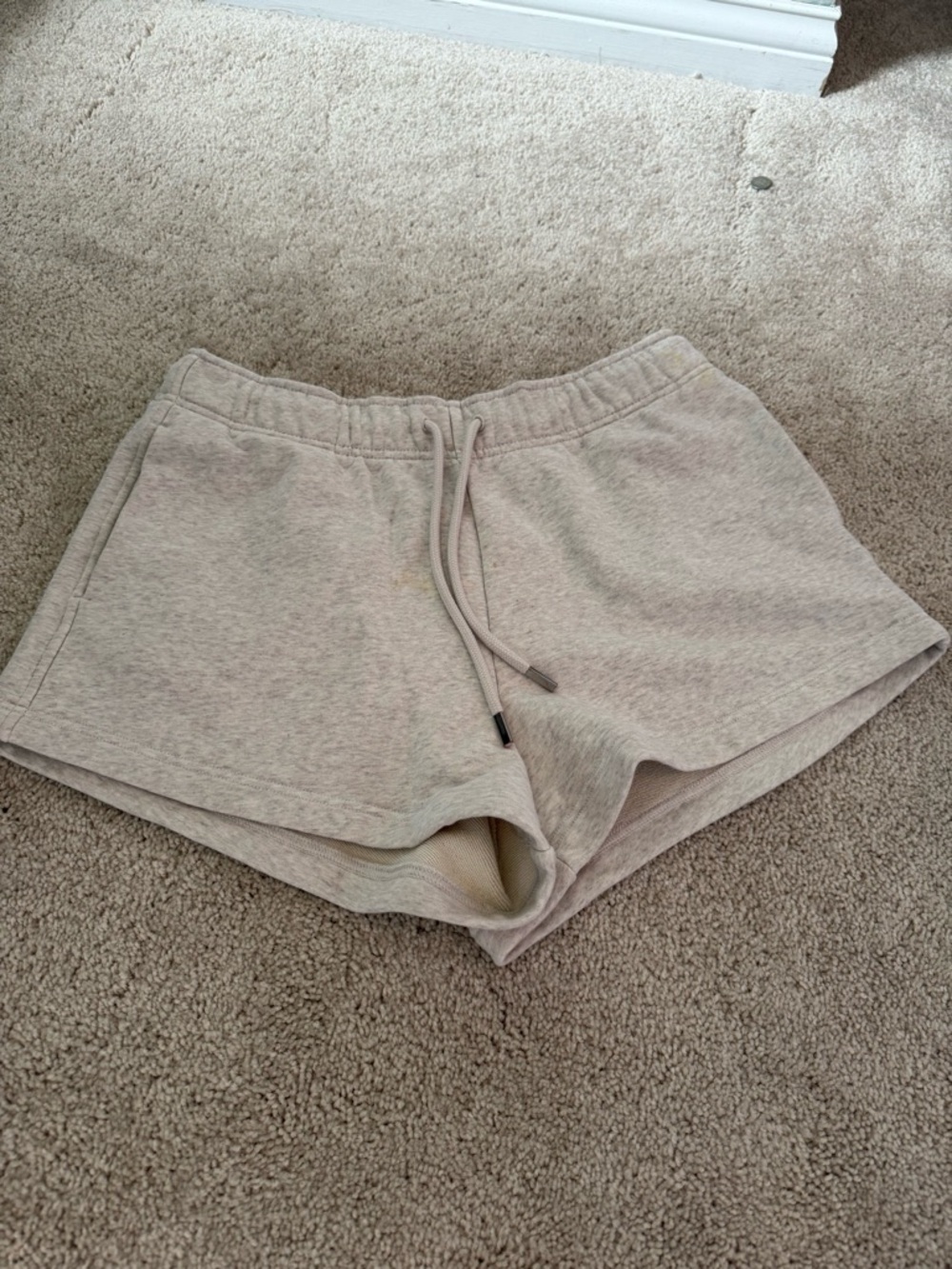 Athleta Light “Greige” Drawstring Athletic Shorts